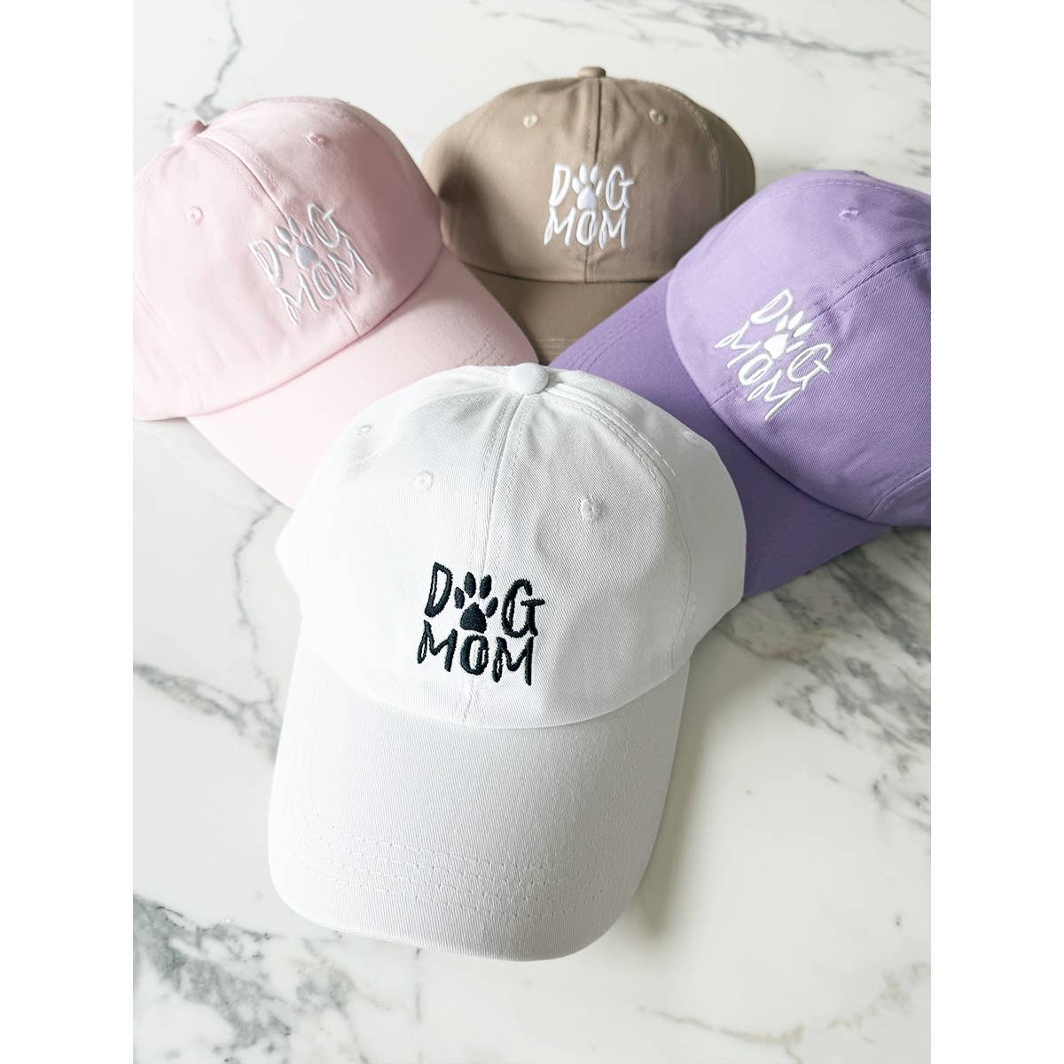 DOG MOM Embroidered Cotton Baseball Cap
