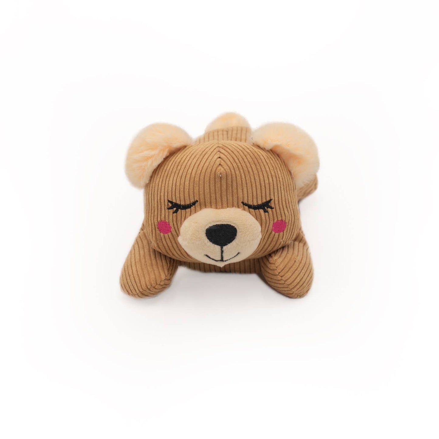Snoozie Bear Dog Toy - silent squeaker