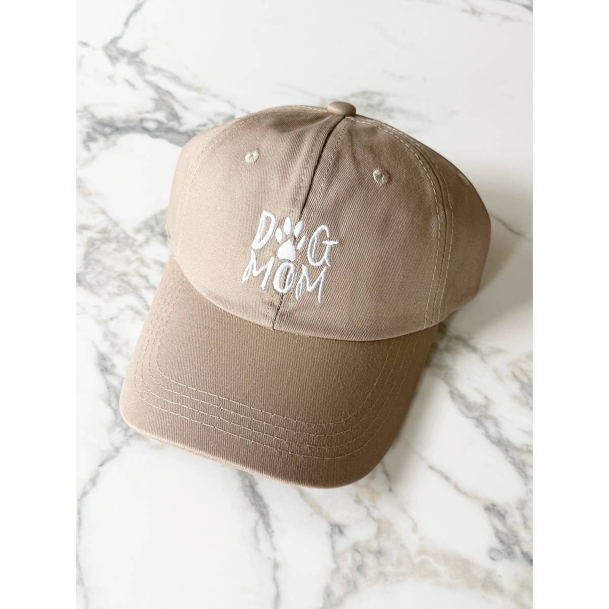 DOG MOM Embroidered Cotton Baseball Cap