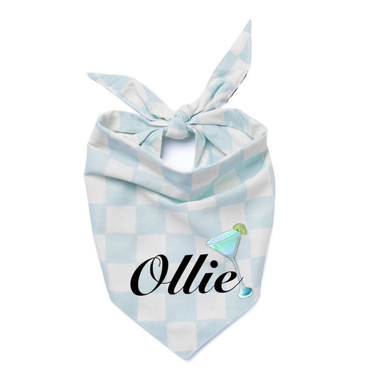'Tails Dog Bandana - Light Blue Checkers