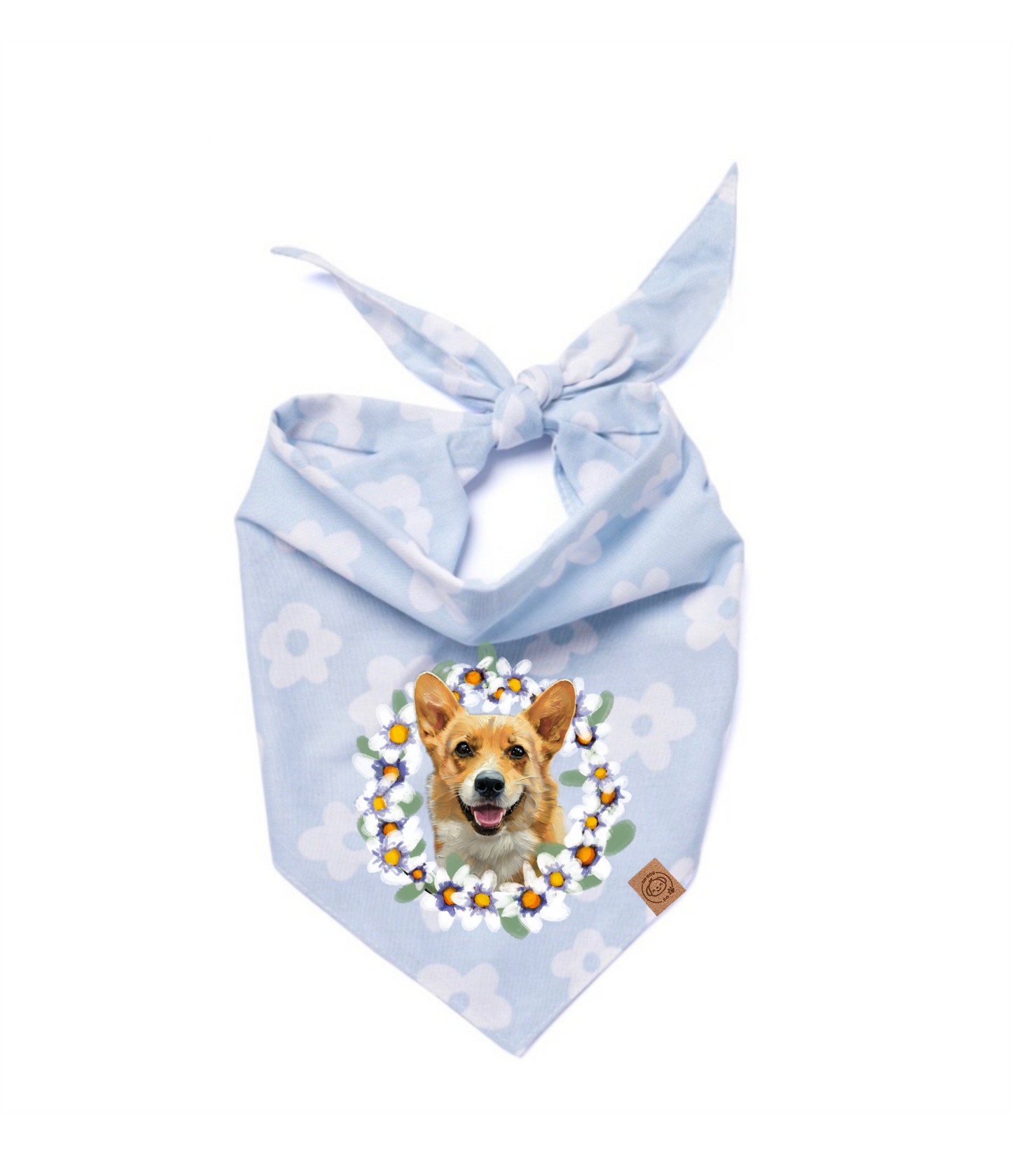Bandana pour chien à fleurs bleues
