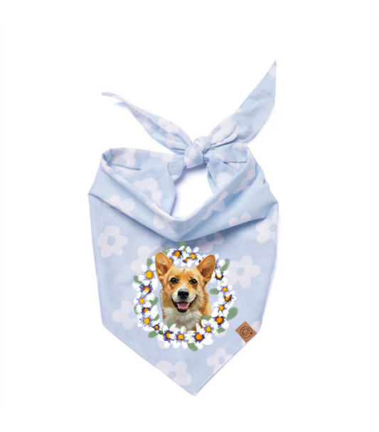 Blue Flower Dog Bandana