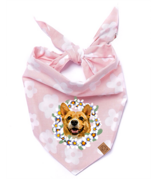 Pink Flower Dog Bandana