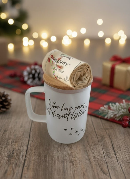 "Naughty Pup" Bundle: Ears mug and Naughty tote