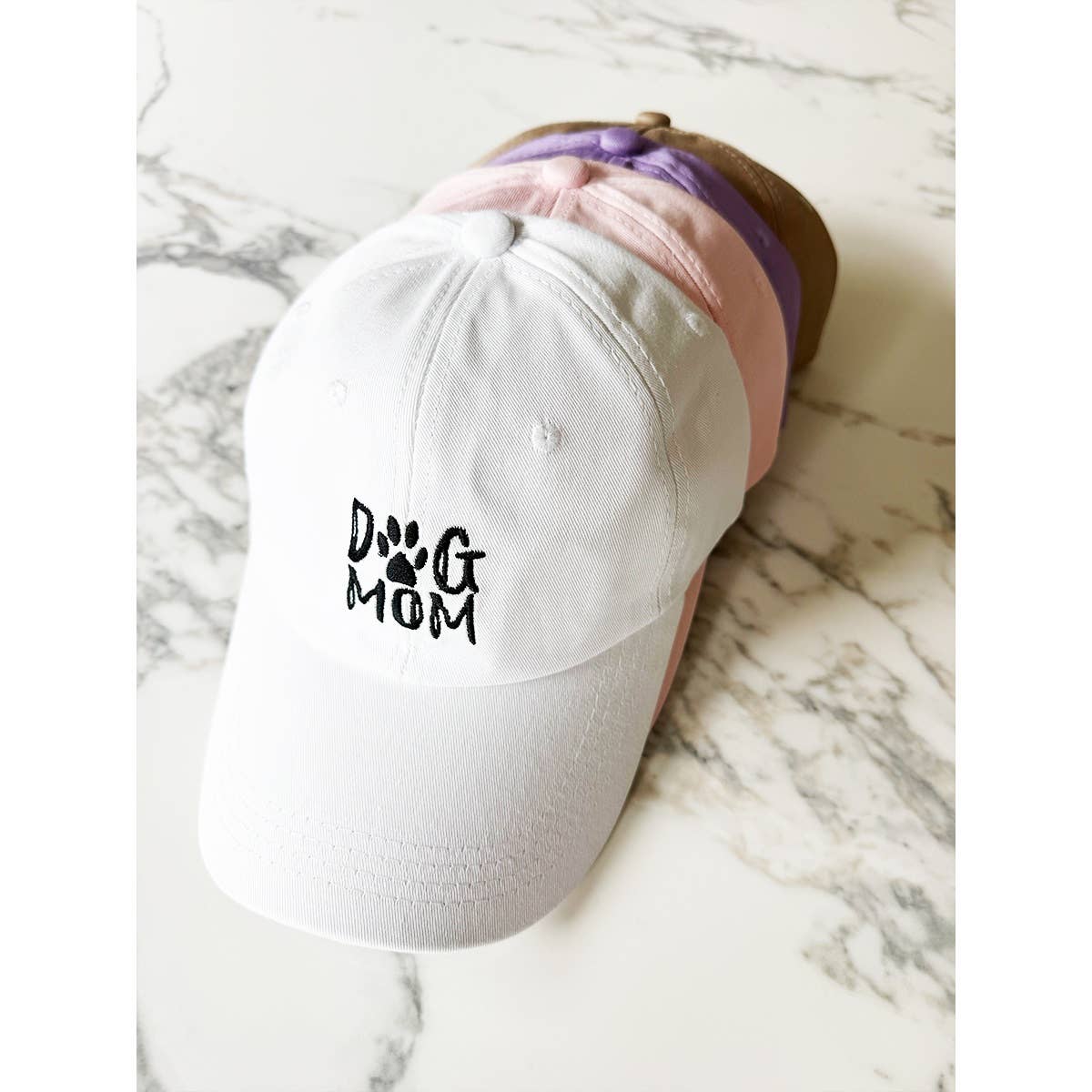 DOG MOM Embroidered Cotton Baseball Cap