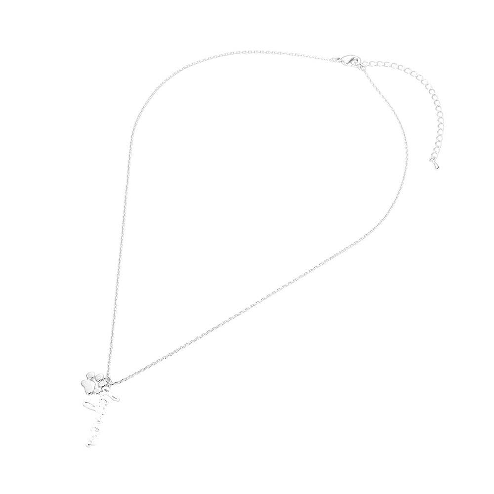 Dog Mom + Paw Charm Pendant Necklace