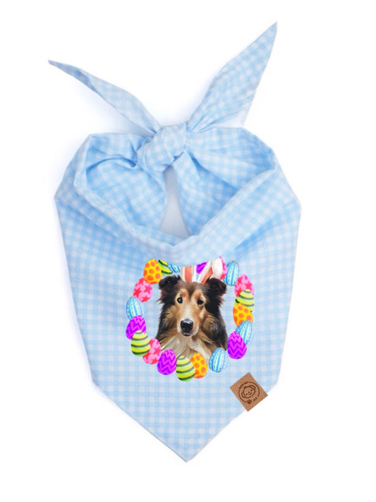 Bandana bleu pour chien de Pâques