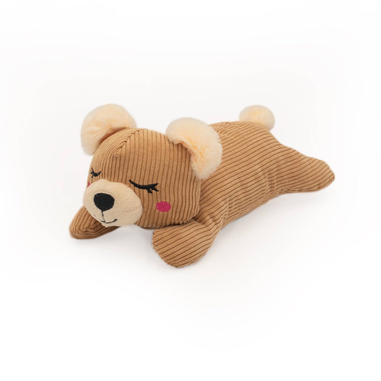 Snoozie Bear Dog Toy - silent squeaker