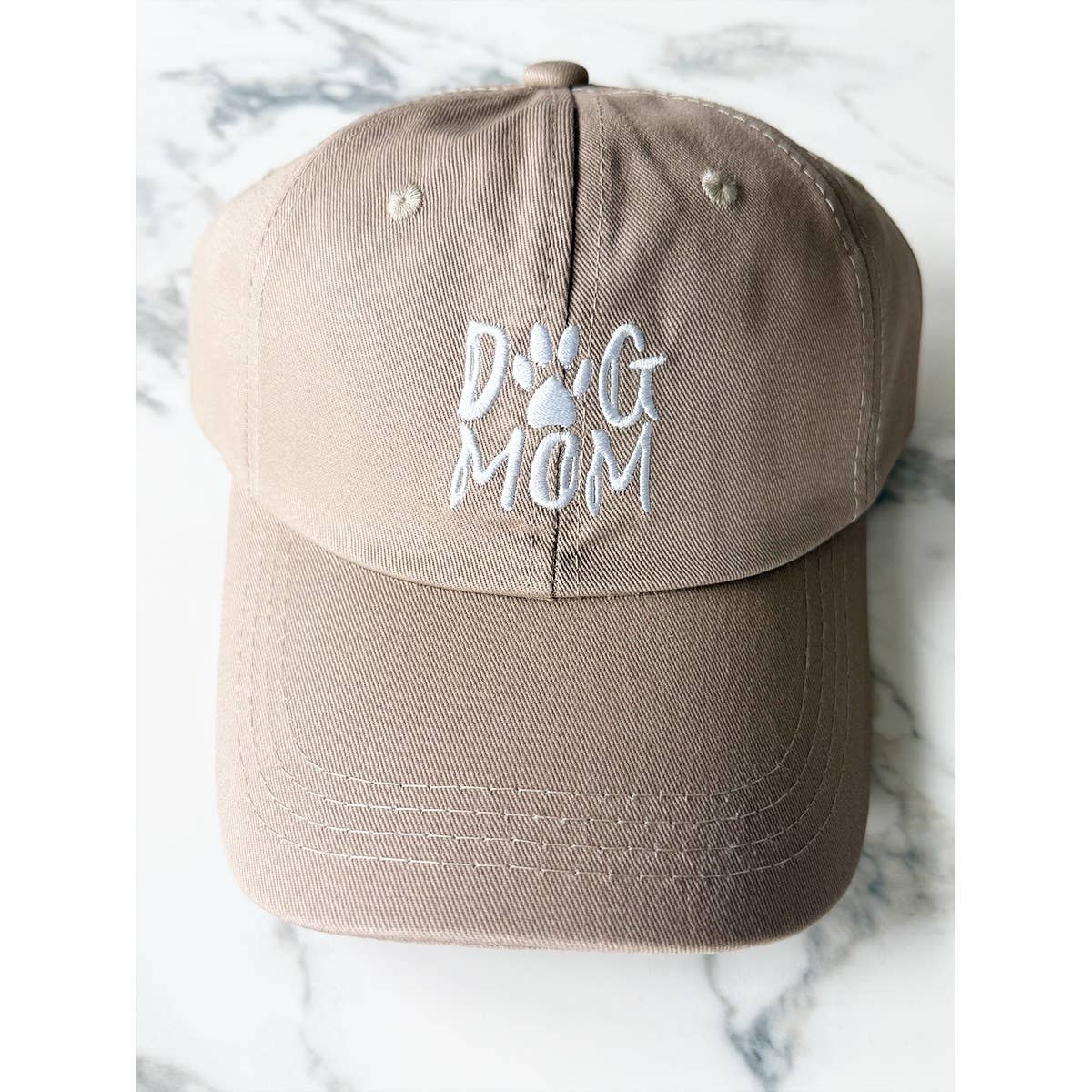 DOG MOM Embroidered Cotton Baseball Cap