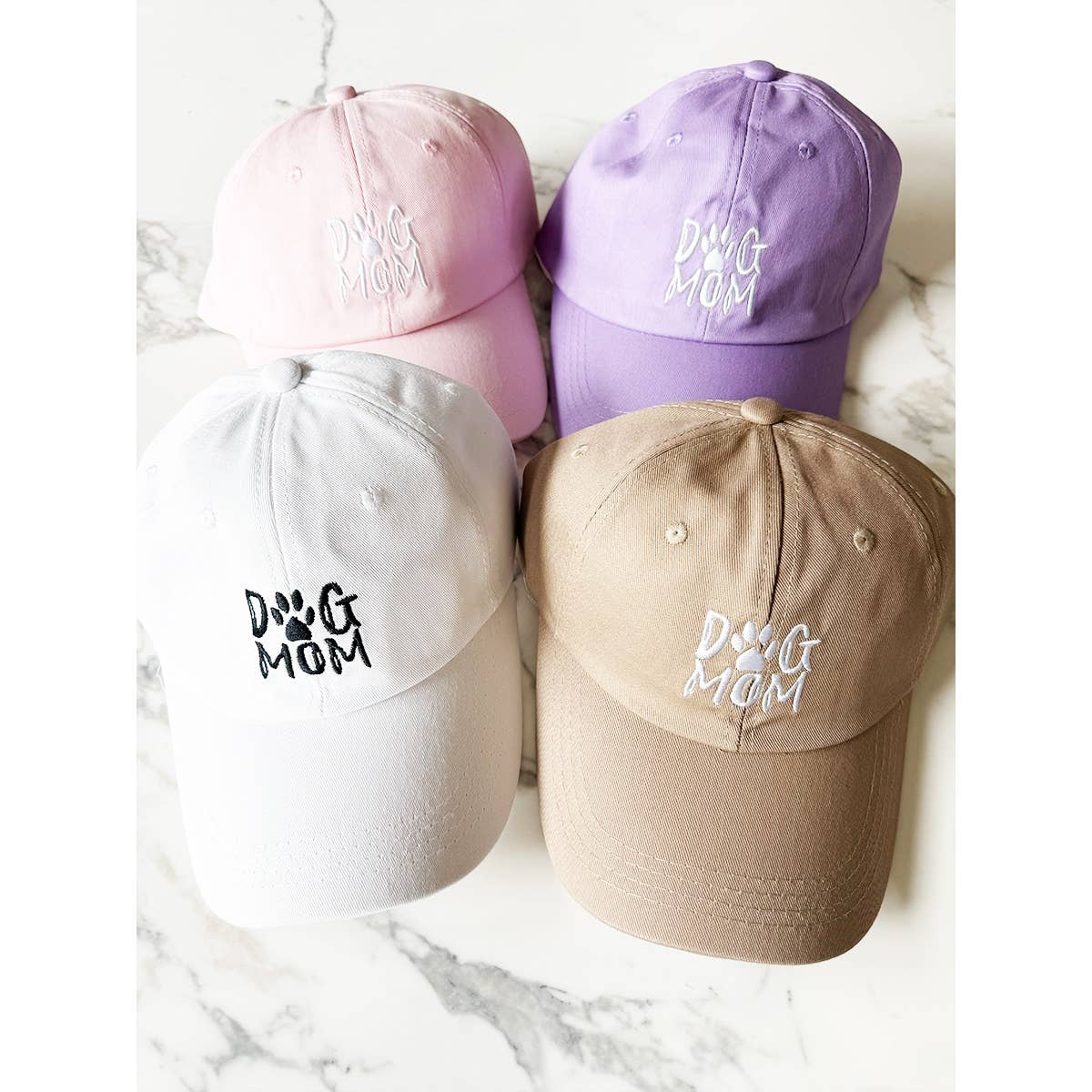 DOG MOM Embroidered Cotton Baseball Cap