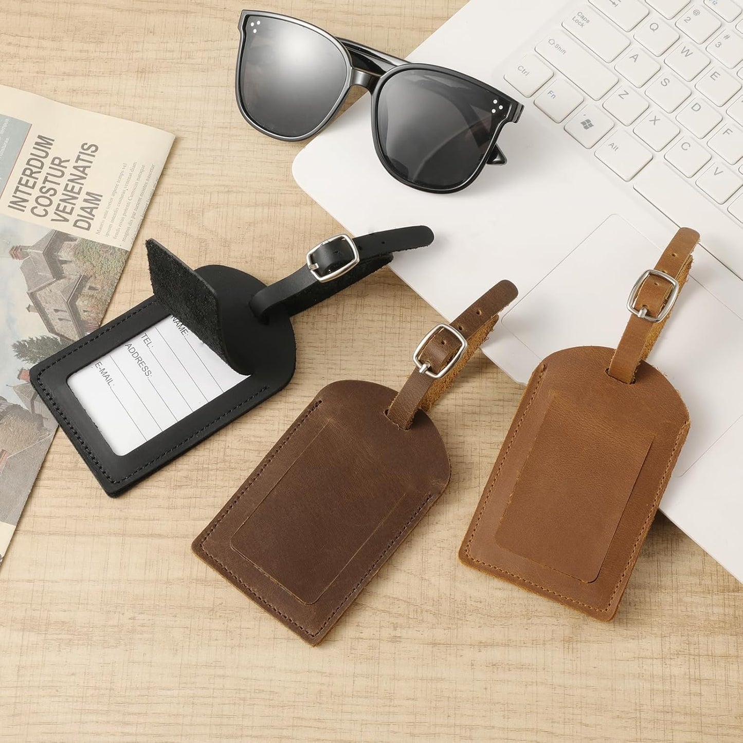 Pet Portrait Leather Luggage Tag
