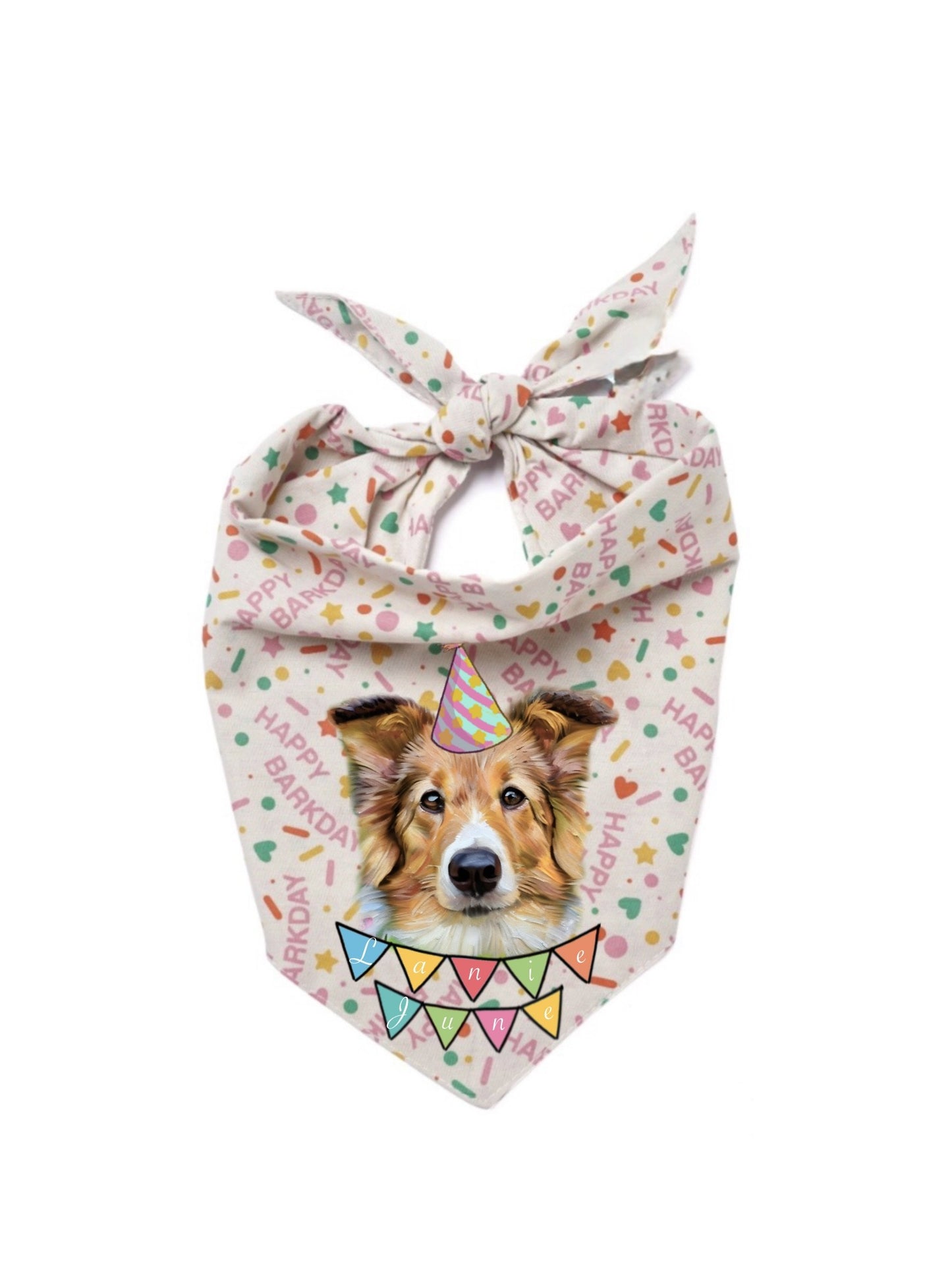 Bandana rose pour chien de fête