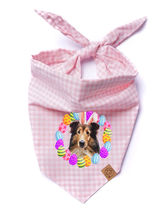 Bandana rose de Pâques pour chien